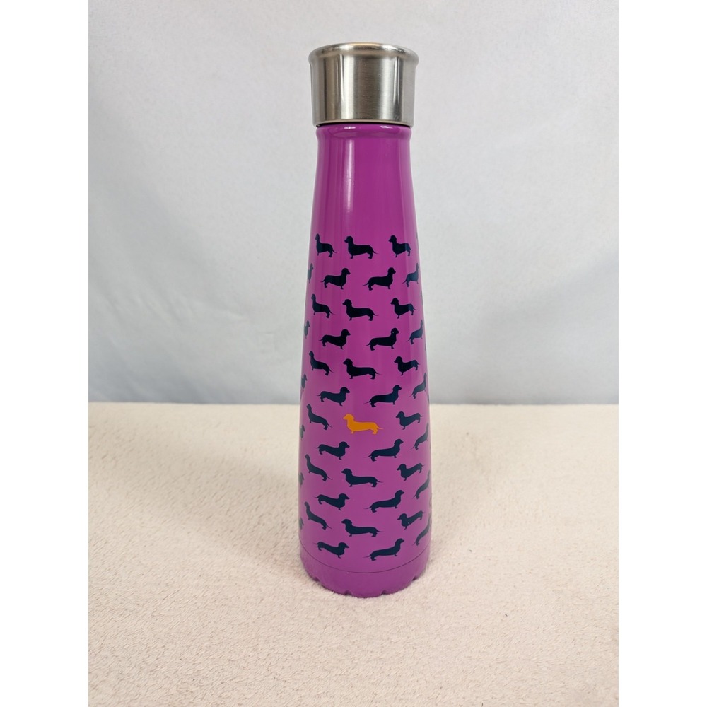 S'ip by S'well Water Bottle Purple Dachshund Wiener Dog‎ Pattern Stainless Steel